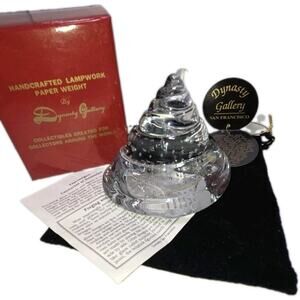 Vtg Dynasty Gallery Glass Conch Shell Paperweight The Pearl Sanibel Island FL